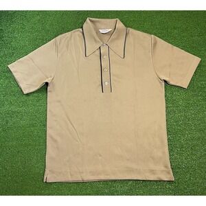 Vintage 70s Lord Jeff Double Knit Polo LG Jefftron‎ Gold Disco Rare Dagger MINT